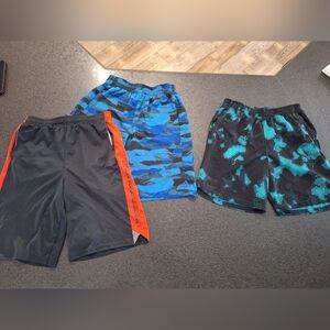 adidas And Under Armour Blue Camo Athletic Shorts Trio, Size Youth Xl